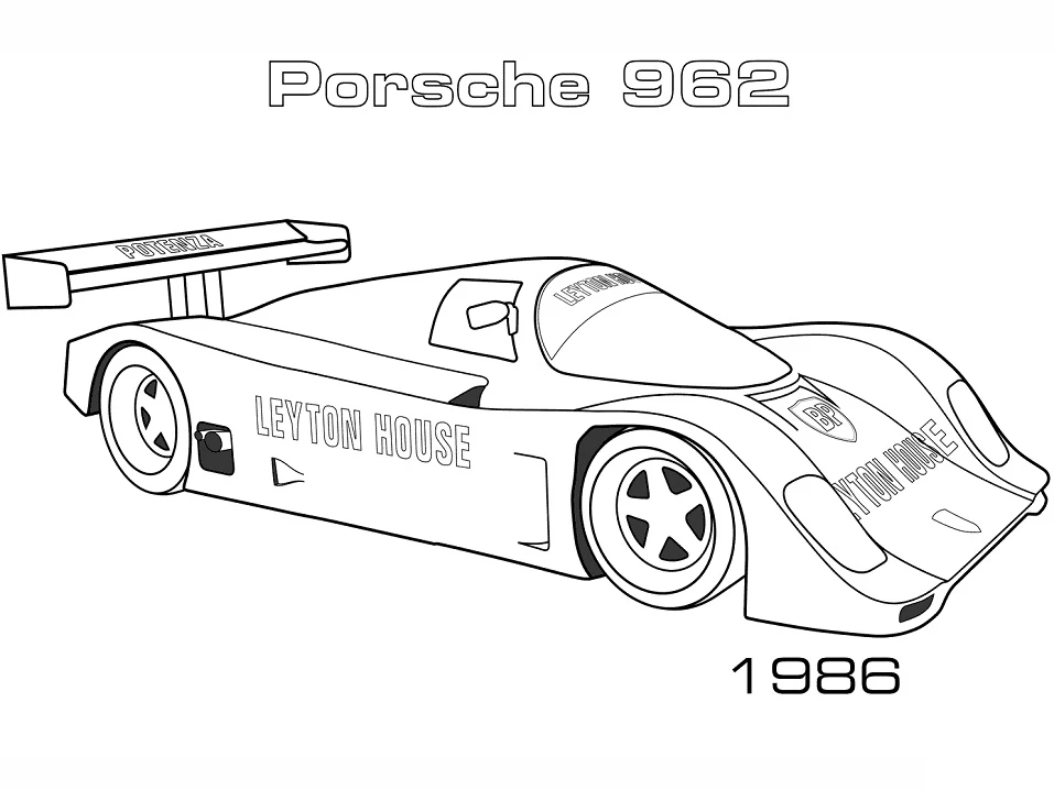 Porsche boyama sayfası – kolay boyama, eğitici aktivite