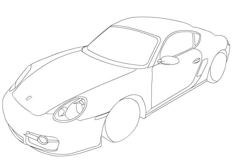 Porsche boyama sayfası – boyama etkinliği, çocuk aktivitesi
