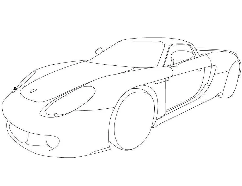 Porsche boyama sayfası – el becerilerini geliştirir, boyama çalışması