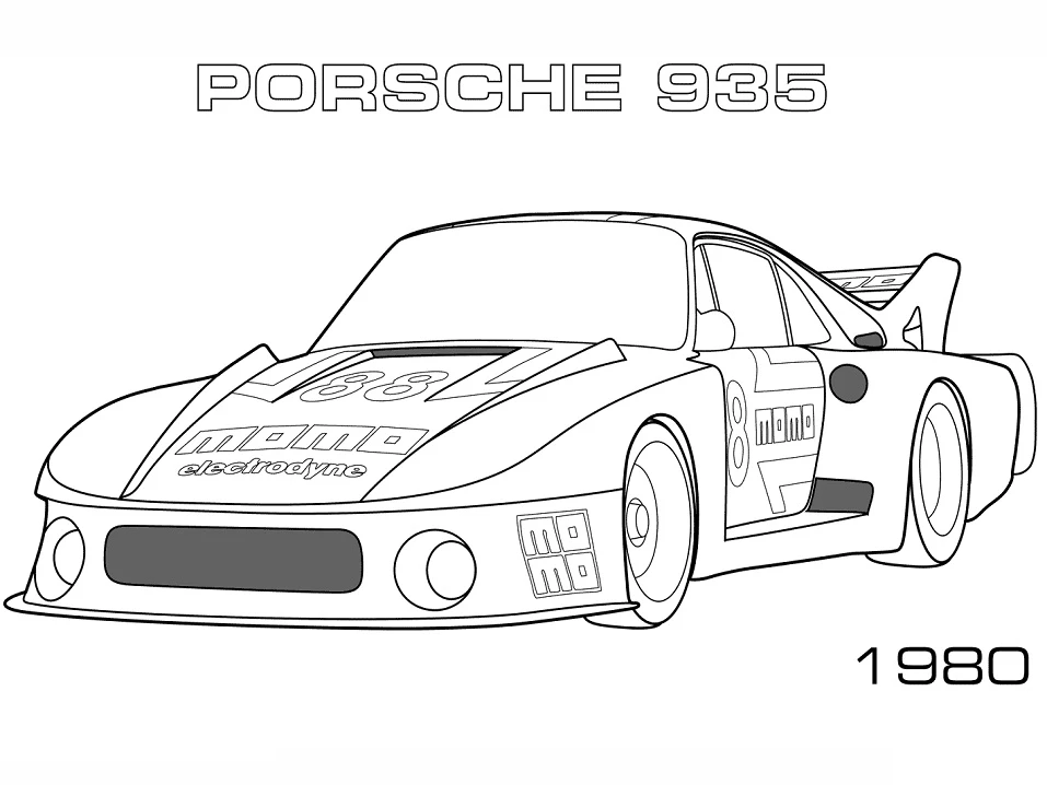 Porsche boyama sayfası – evde etkinlik, ücretsiz yazdır