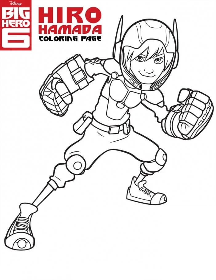 Big Hero 6 boyama sayfası – basit çizim, kolay boyama