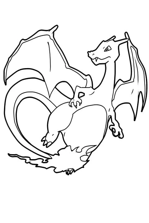 Charizard boyama sayfası #6 – el becerilerini geliştirir, boyama çalışması