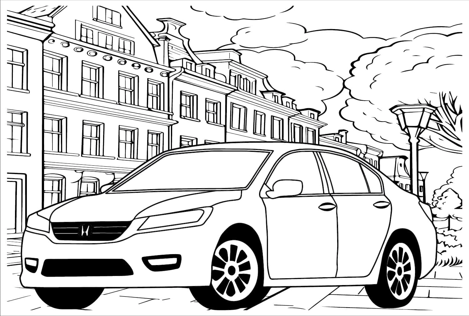 Honda boyama sayfası – çocuk aktivitesi, PDF indir