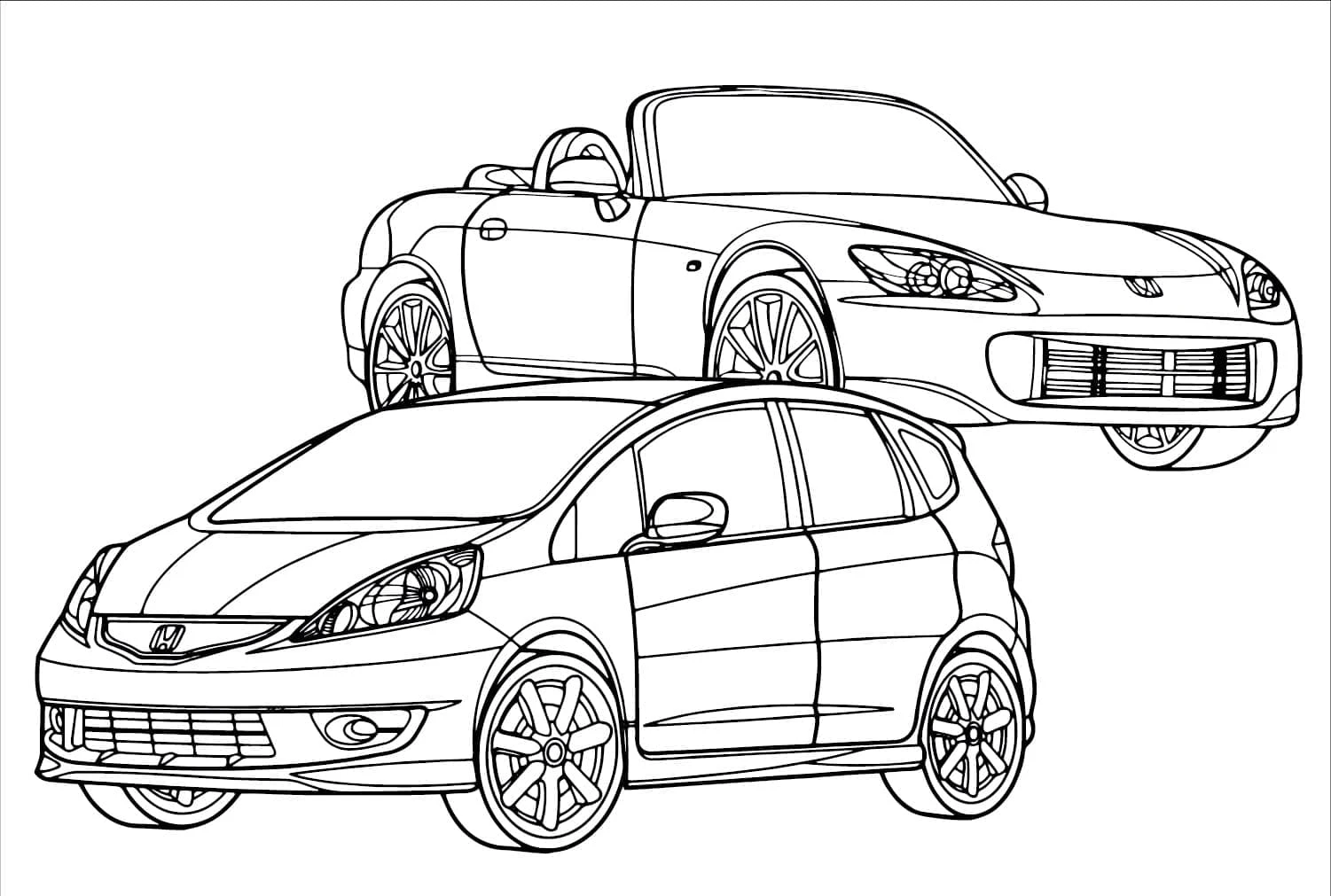 Honda boyama sayfası – sanatsal çalışma, çocuklar için