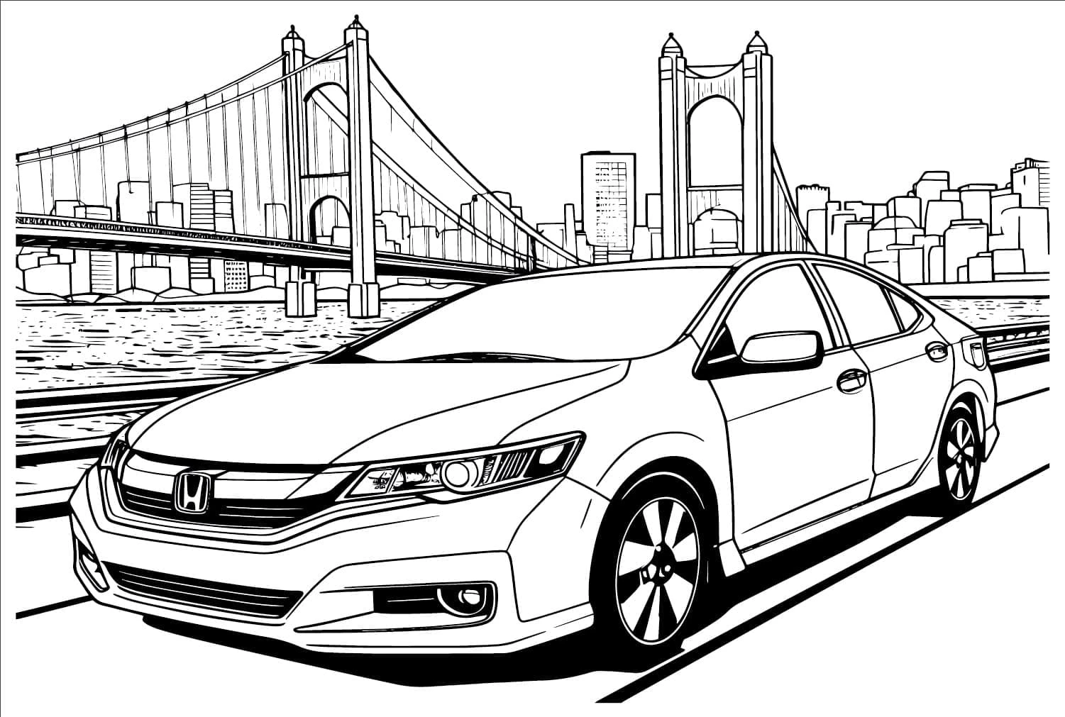 Honda boyama sayfası – çizgi film temalı, basit çizim