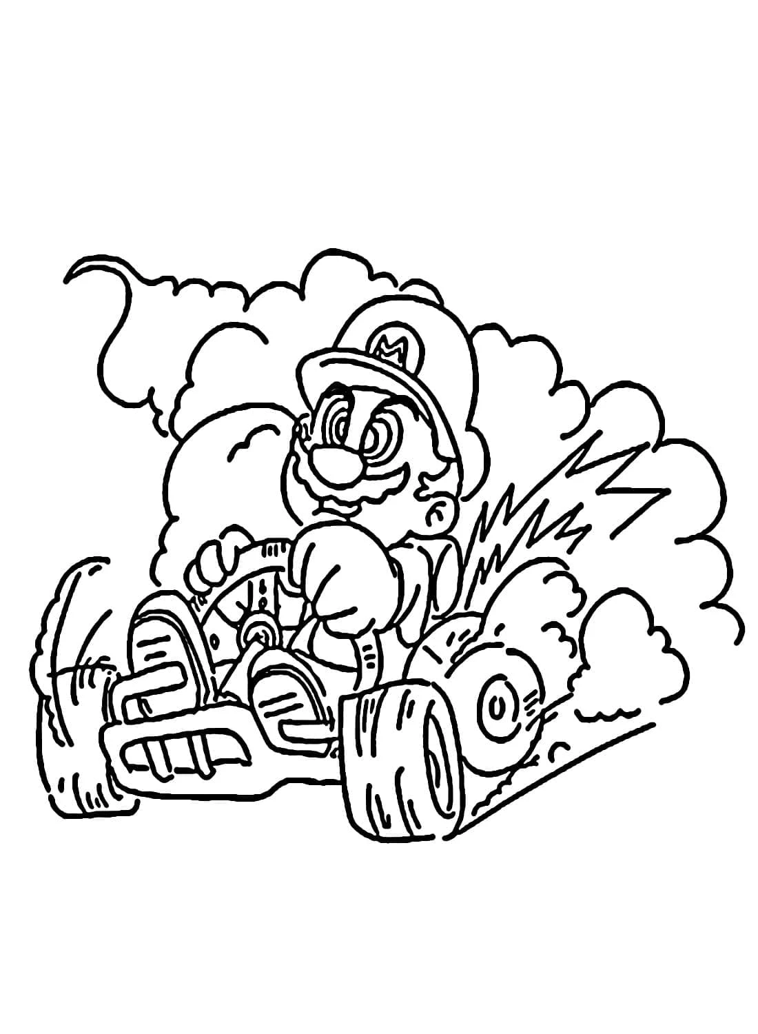 Mario Kart boyama sayfası – eğitici aktivite, yaratıcılık
