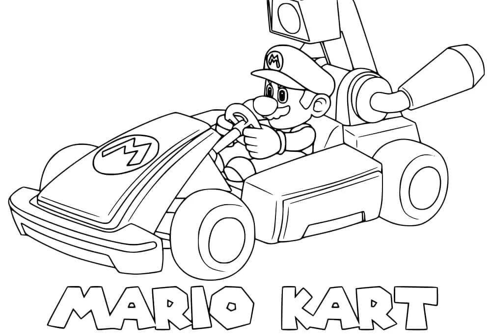 Mario Kart boyama sayfası – el becerilerini geliştirir, boyama çalışması