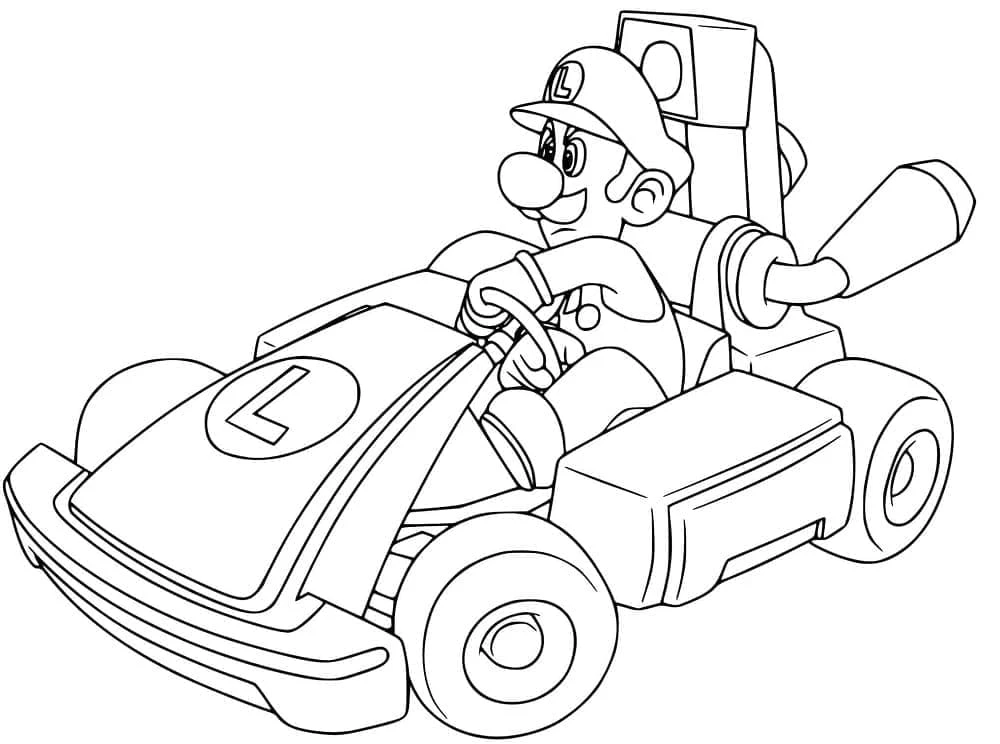 Mario Kart boyama sayfası #6 – tamamen ücretsiz, çocuklar için