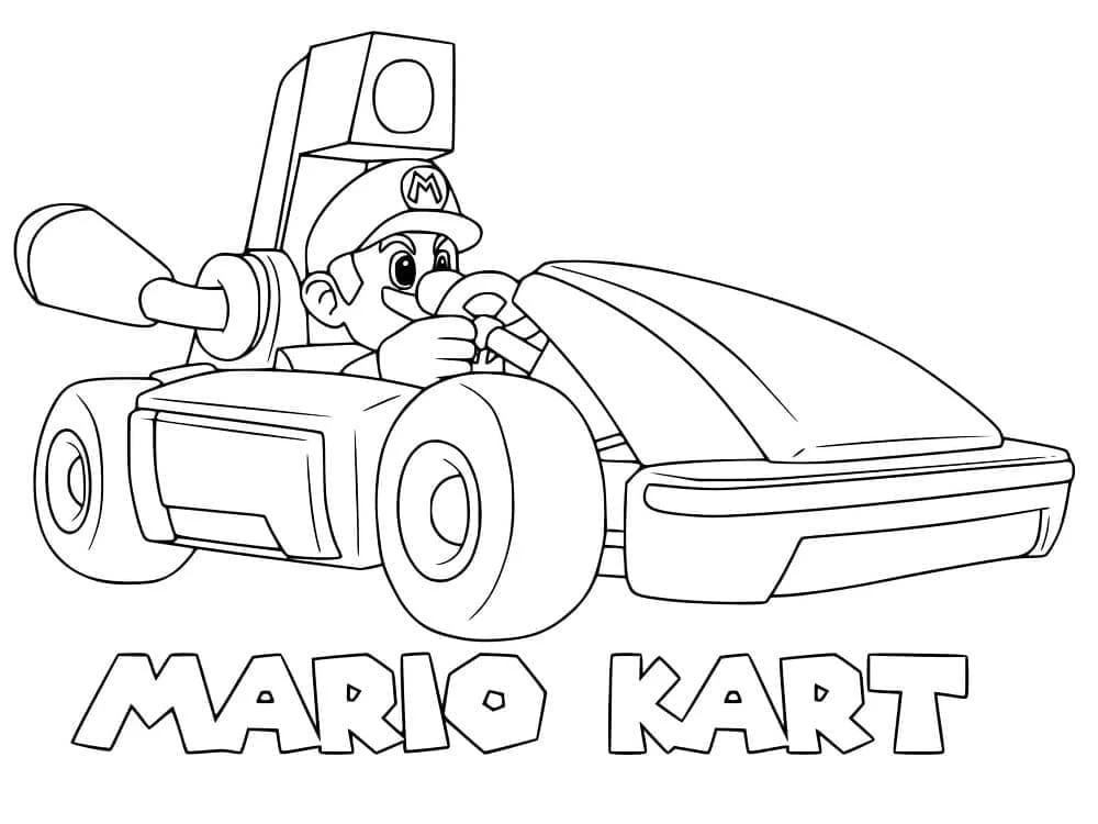 Mario Kart boyama sayfası #15 – eğlenceli etkinlik, el becerilerini geliştirir