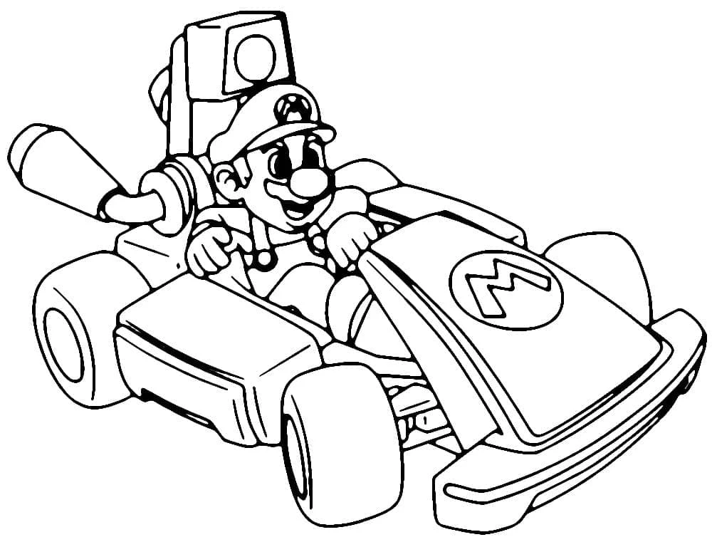 Mario Kart boyama sayfası – eğitici aktivite, yaratıcılık