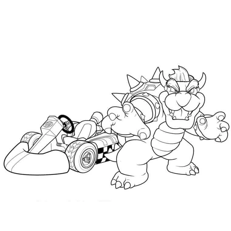 Mario Kart boyama sayfası – evde etkinlik, ücretsiz yazdır