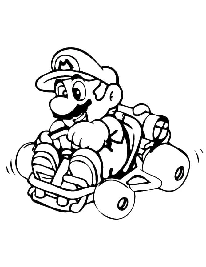 Mario Kart boyama sayfası – basit çizim, kolay boyama