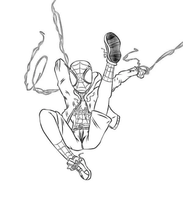 Miles Morales boyama sayfası – sanatsal çalışma, çocuklar için