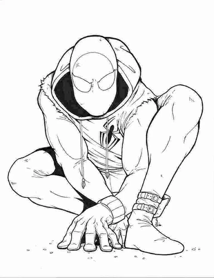 Miles Morales boyama sayfası – çizgi film temalı, basit çizim