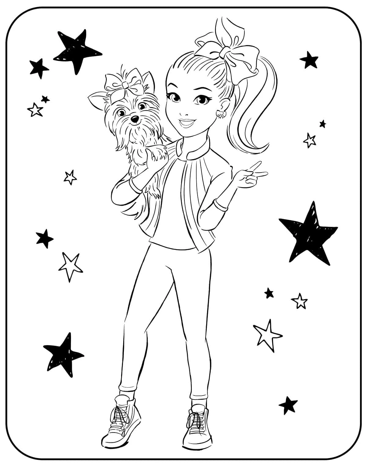 JoJo Siwa boyama sayfası #15 – dikkat ve odaklanma geliştirir, A4 baskıya uygun