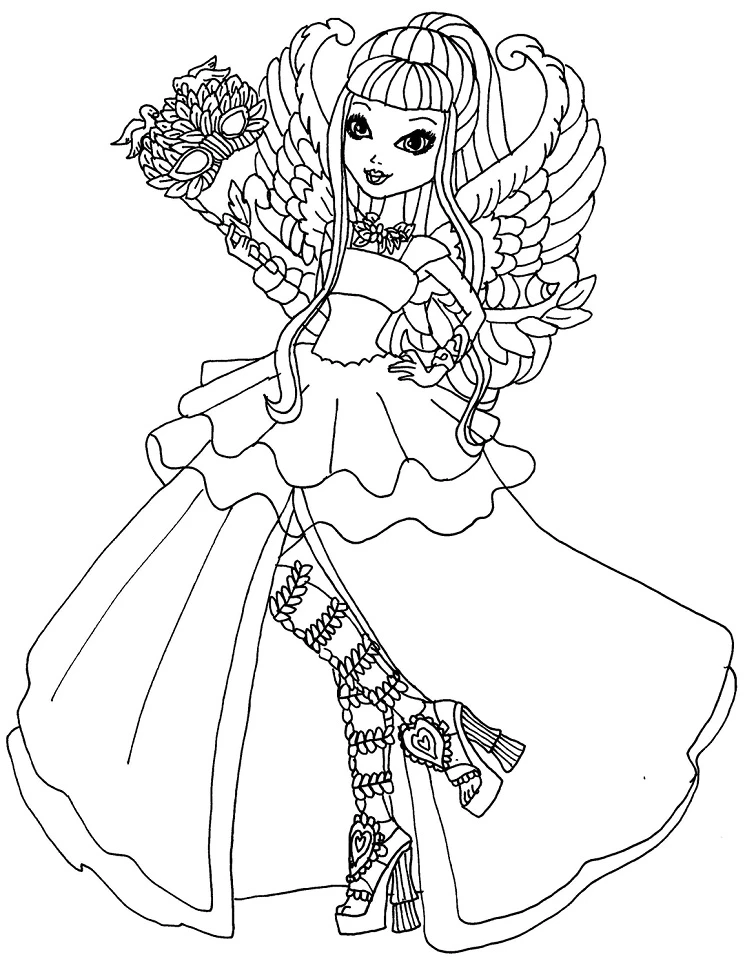 Ever After High boyama sayfası – renkli çizimler, okul öncesi