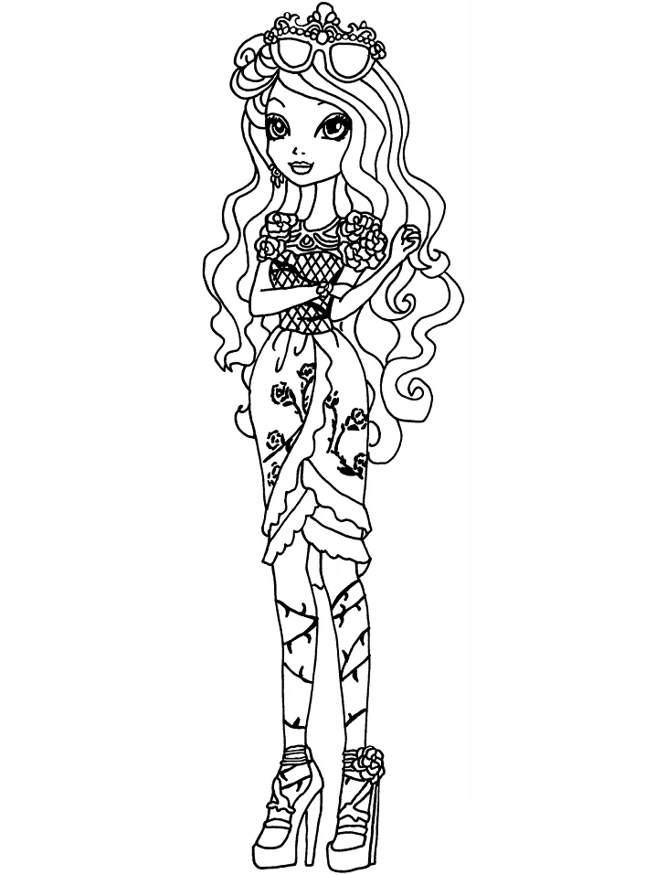 Ever After High boyama sayfası – çizgi film temalı, basit çizim
