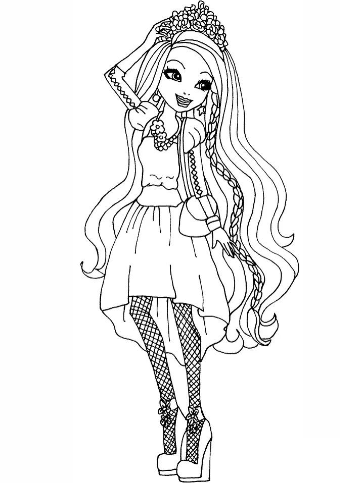 Ever After High boyama sayfası – el becerilerini geliştirir, boyama çalışması