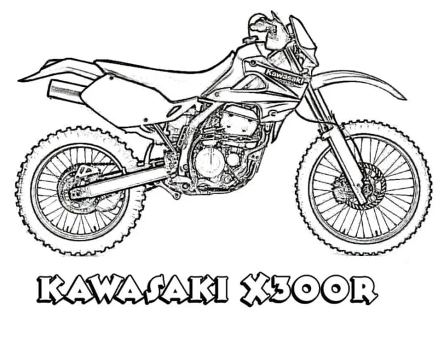 Kawasaki boyama sayfası – renkli çizimler, okul öncesi