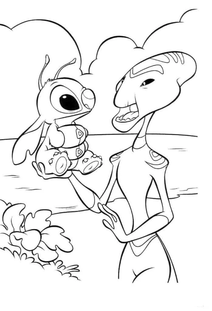 Lilo & Stitch boyama sayfası – basit çizim, kolay boyama