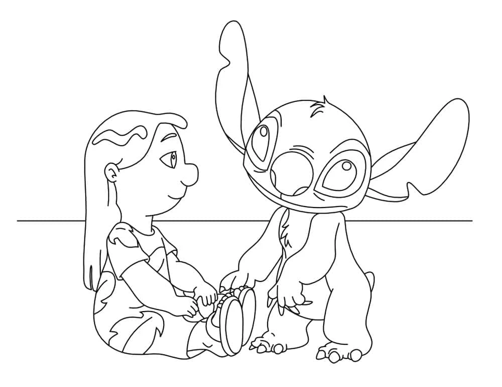Lilo & Stitch boyama sayfası – eğlenceli etkinlik, el becerilerini geliştirir