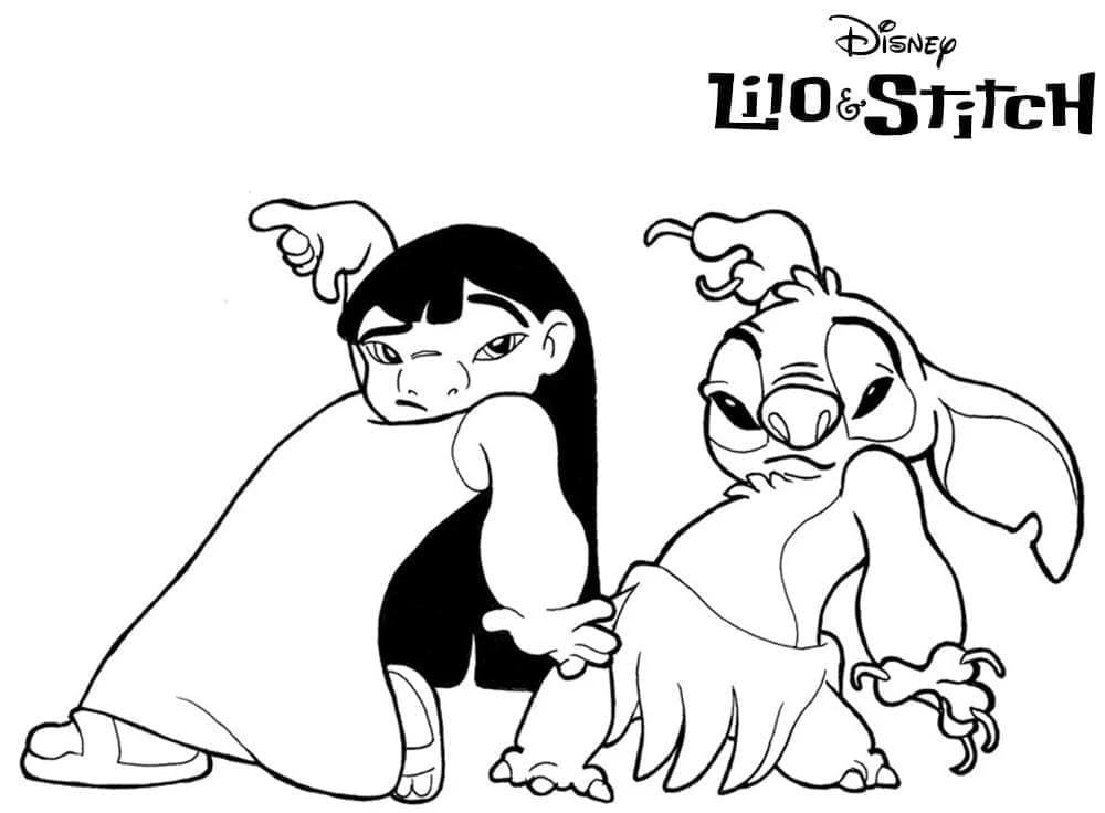 Lilo & Stitch boyama sayfası – okul öncesi, evde etkinlik