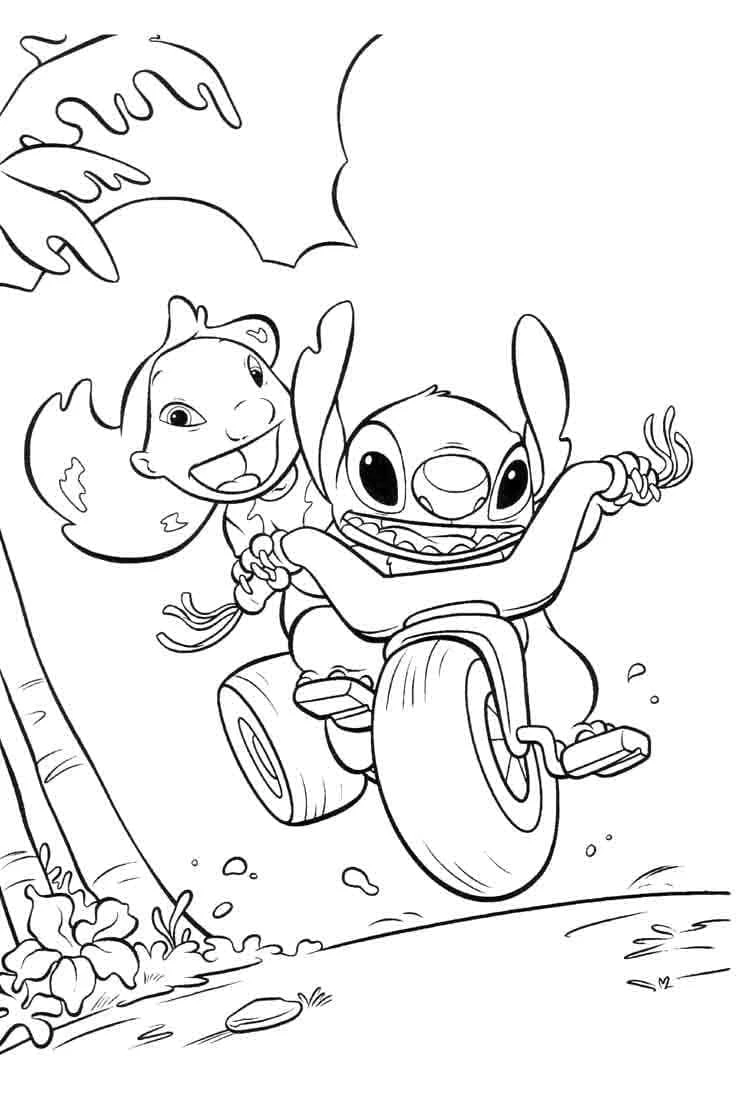 Lilo & Stitch boyama sayfası – renkli çizimler, okul öncesi