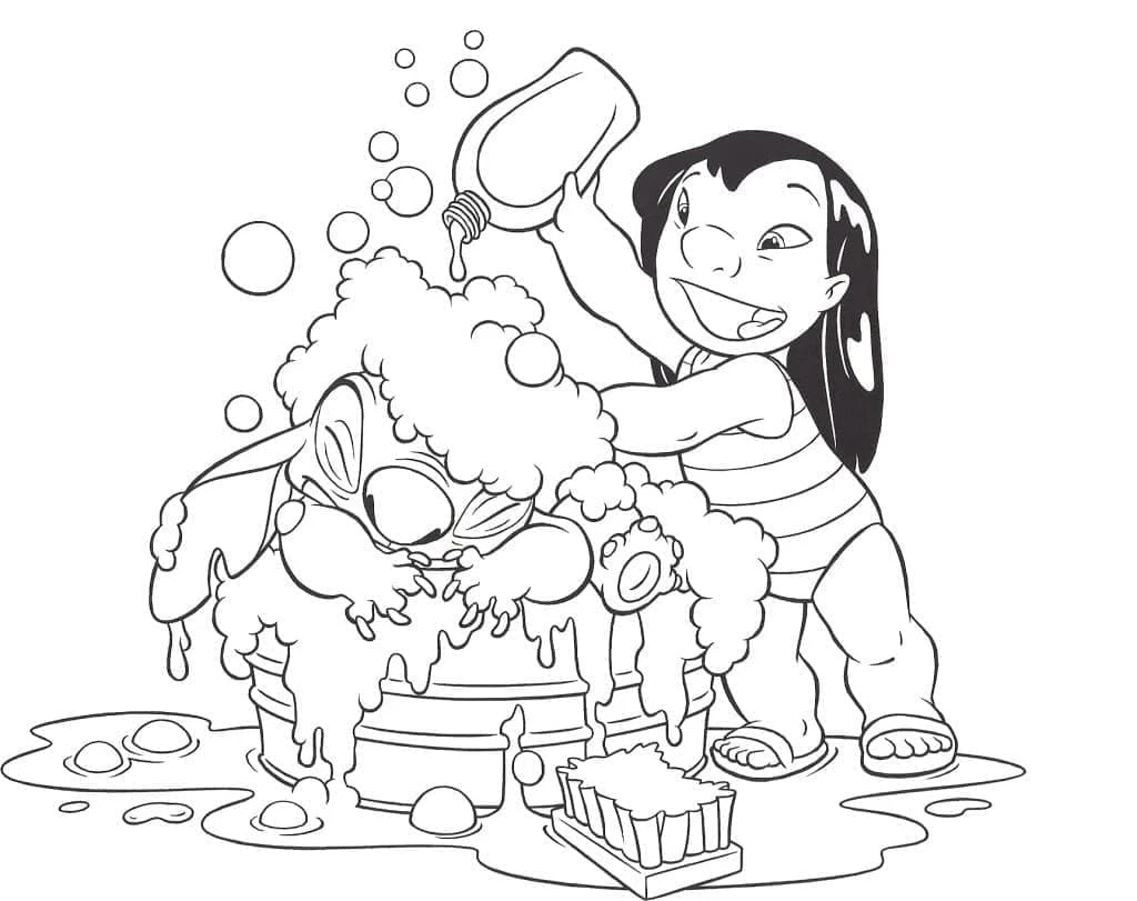Lilo & Stitch boyama sayfası – kolay boyama, eğitici aktivite