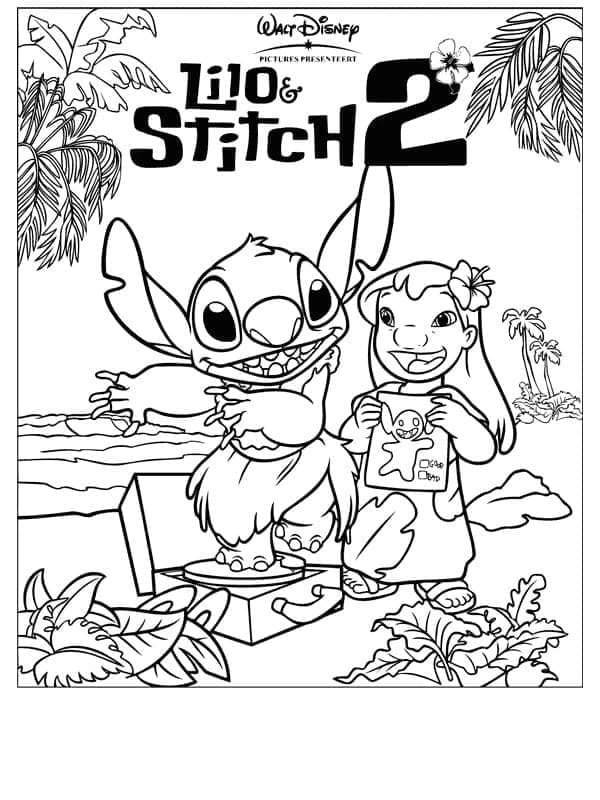 Lilo & Stitch boyama sayfası – keyifli zaman, renkli çizimler