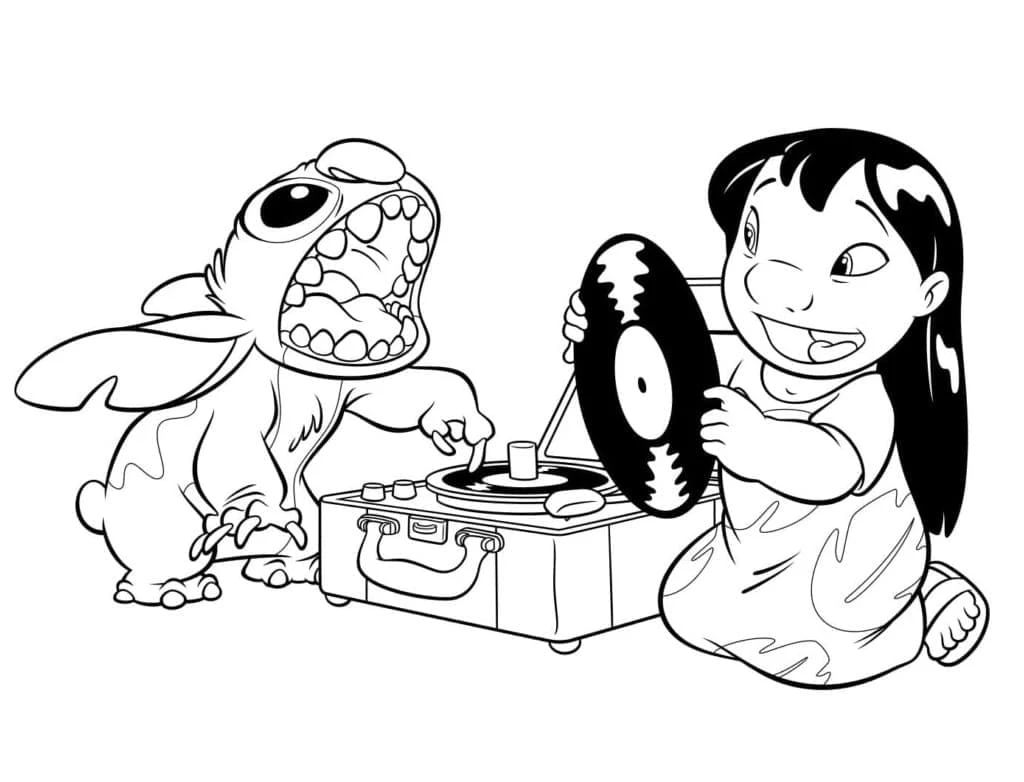 Lilo & Stitch boyama sayfası – sanatsal çalışma, çocuklar için