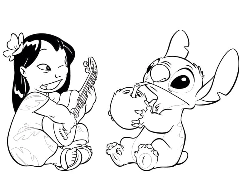 Lilo & Stitch boyama sayfası – keyifli zaman, renkli çizimler
