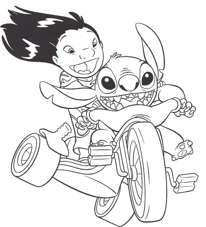Lilo & Stitch boyama sayfası – basit çizim, kolay boyama