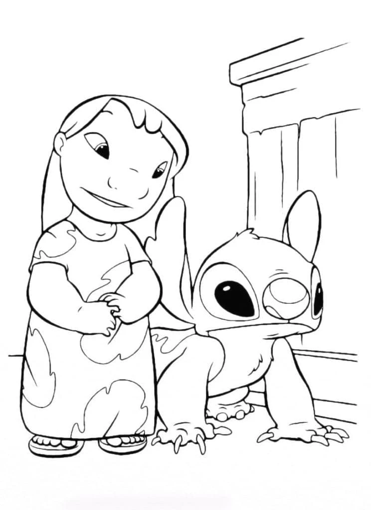 Lilo & Stitch boyama sayfası – boyama çalışması, yaratıcılığı geliştirir