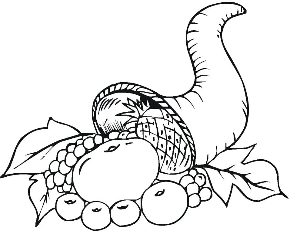 Cornucopia boyama sayfası – eğlenceli etkinlik, el becerilerini geliştirir