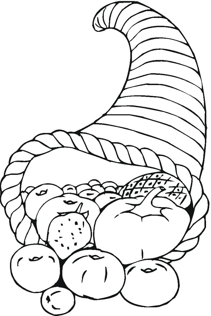 Cornucopia boyama sayfası – sevimli karakter, sanatsal çalışma
