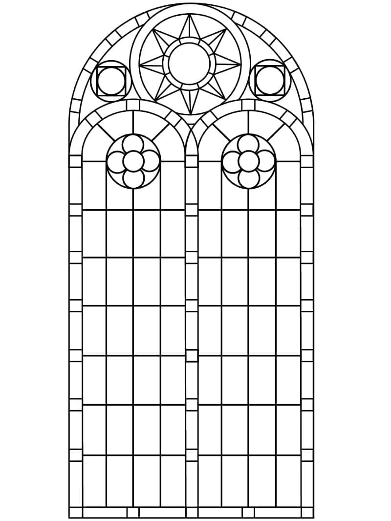 Vitray boyama sayfası – çocuk aktivitesi, PDF indir