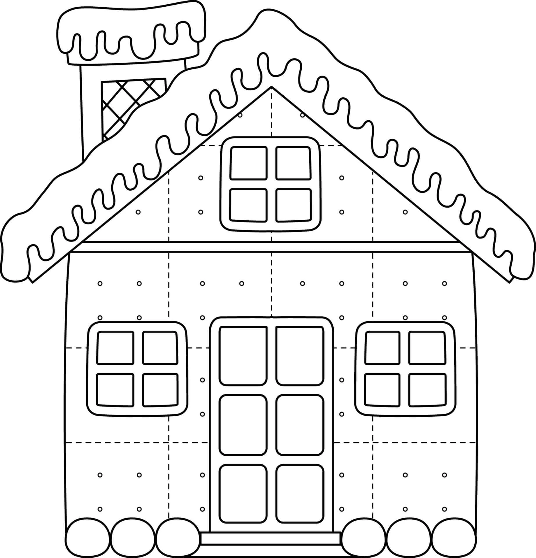Zencefilli Kurabiye Evi boyama sayfası – renkli çizimler, okul öncesi