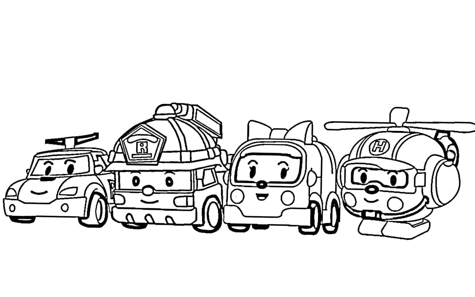 Robocar Poli boyama sayfası – keyifli zaman, renkli çizimler