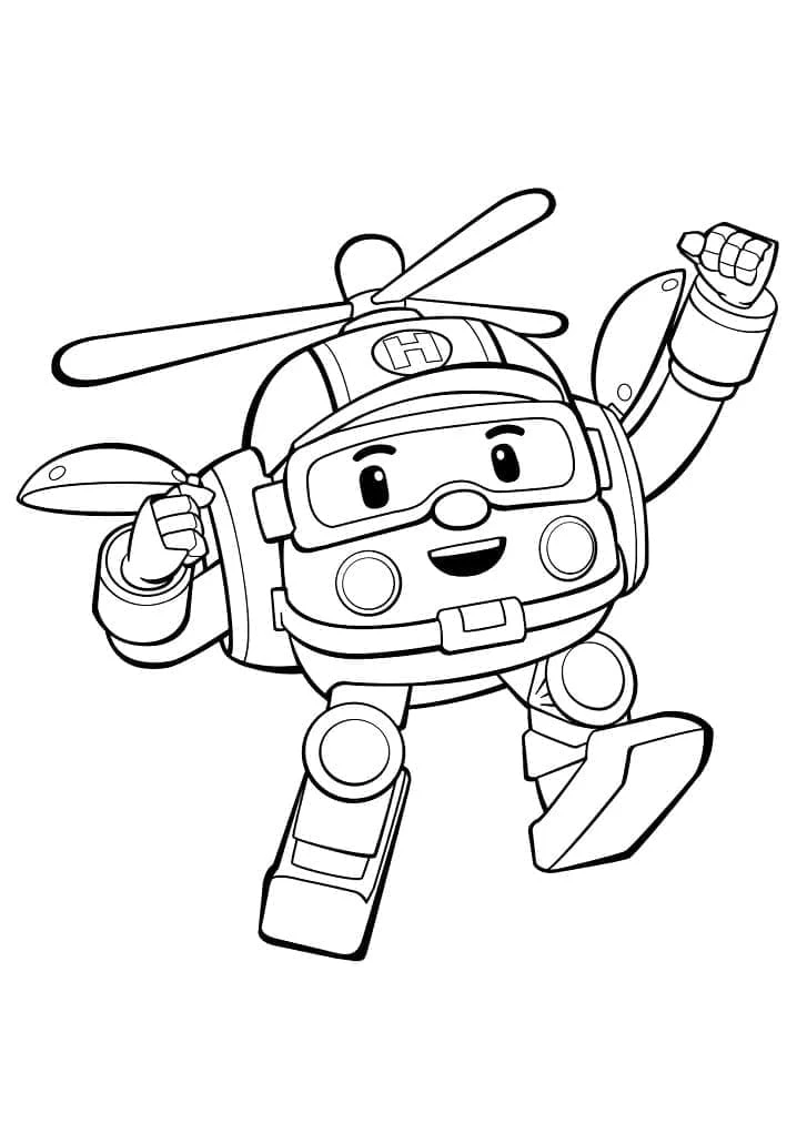 Robocar Poli boyama sayfası – çocuk aktivitesi, PDF indir