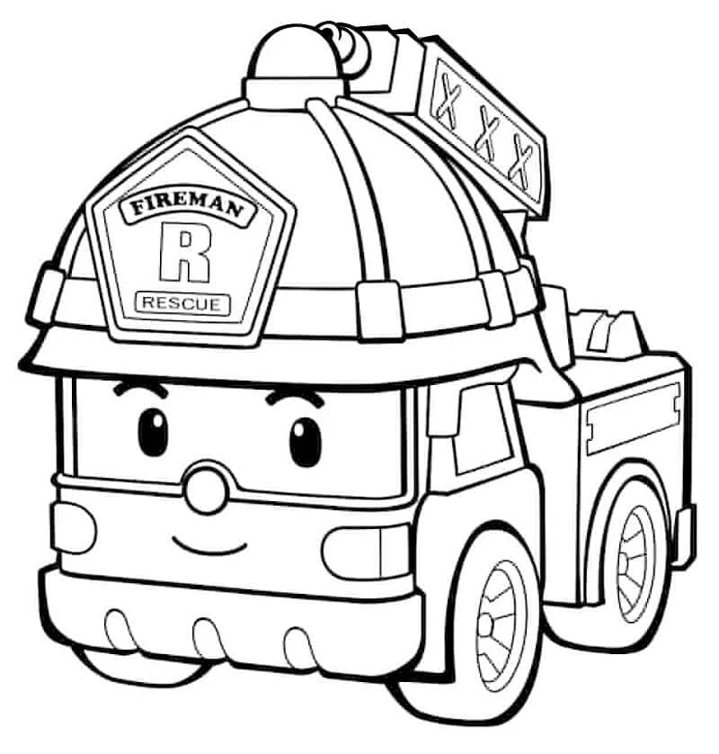 Robocar Poli boyama sayfası – basit çizim, kolay boyama