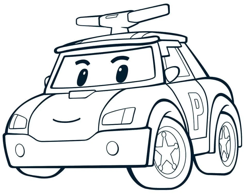 Robocar Poli boyama sayfası – PDF indir, sevimli karakter