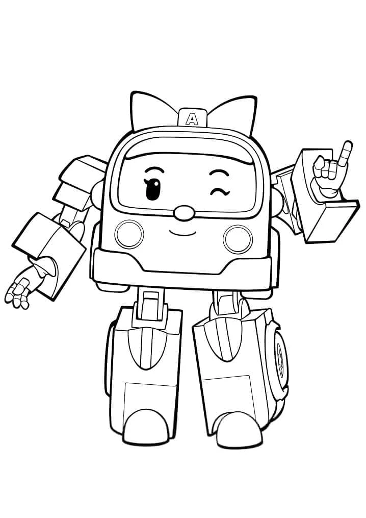 Robocar Poli boyama sayfası – çocuklar için, çizgi film temalı