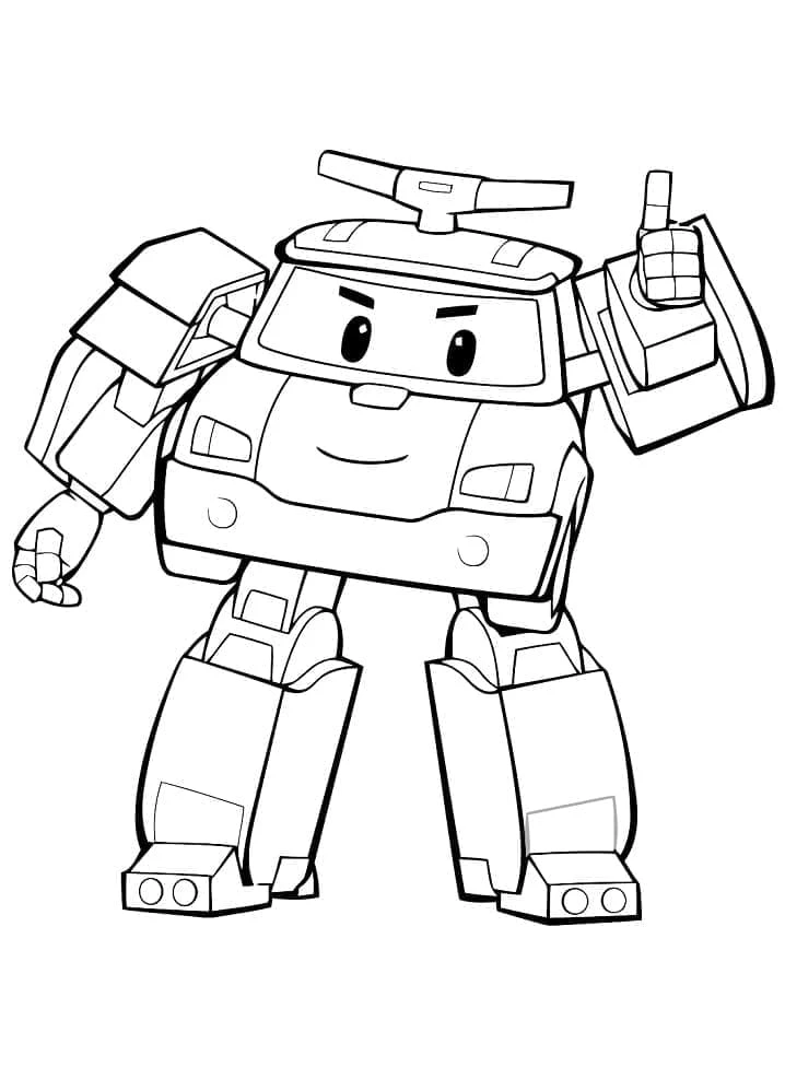 Robocar Poli boyama sayfası – kolay boyama, eğitici aktivite
