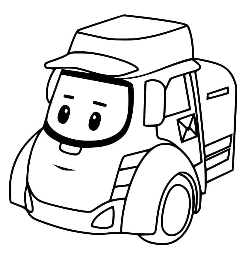 Robocar Poli boyama sayfası – çizgi film temalı, basit çizim