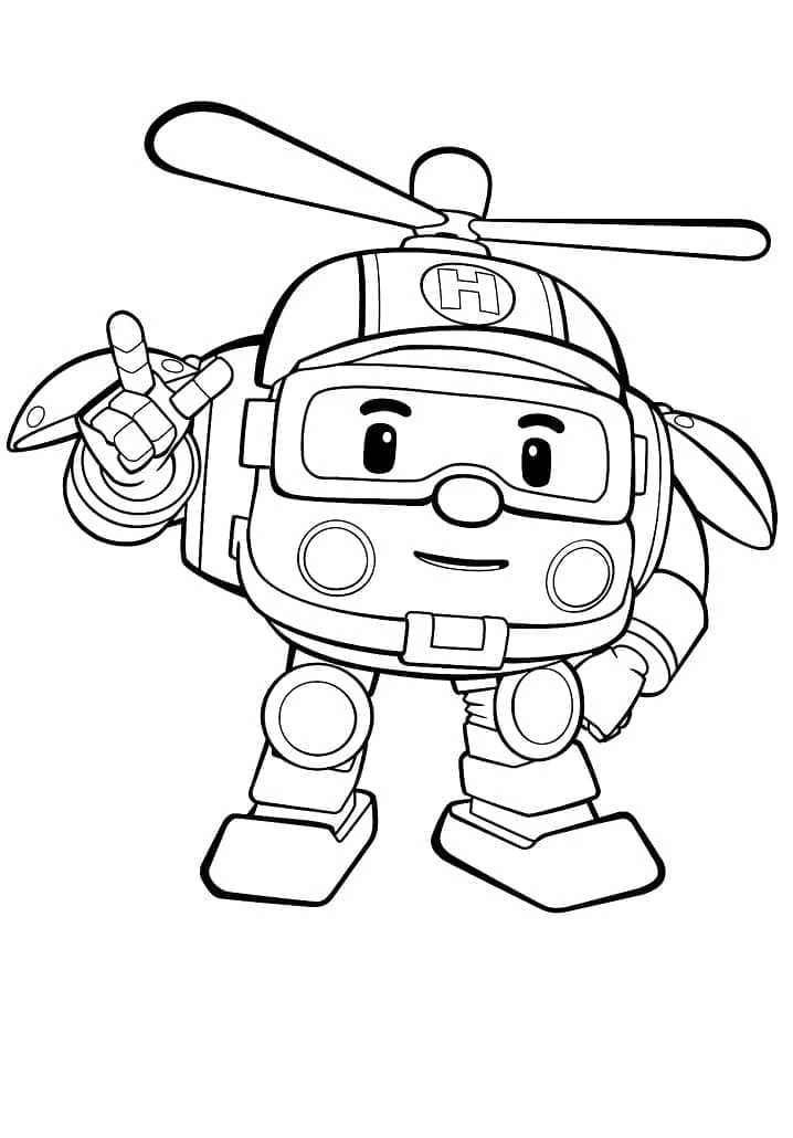 Robocar Poli boyama sayfası – el becerilerini geliştirir, boyama çalışması
