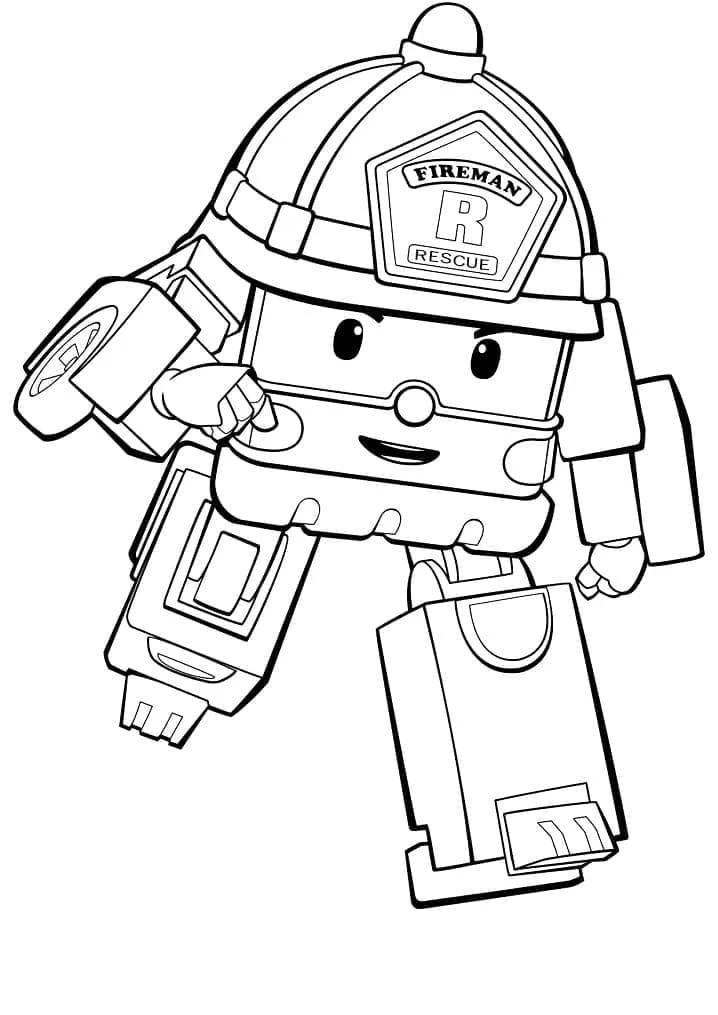 Robocar Poli boyama sayfası – çocuk aktivitesi, PDF indir