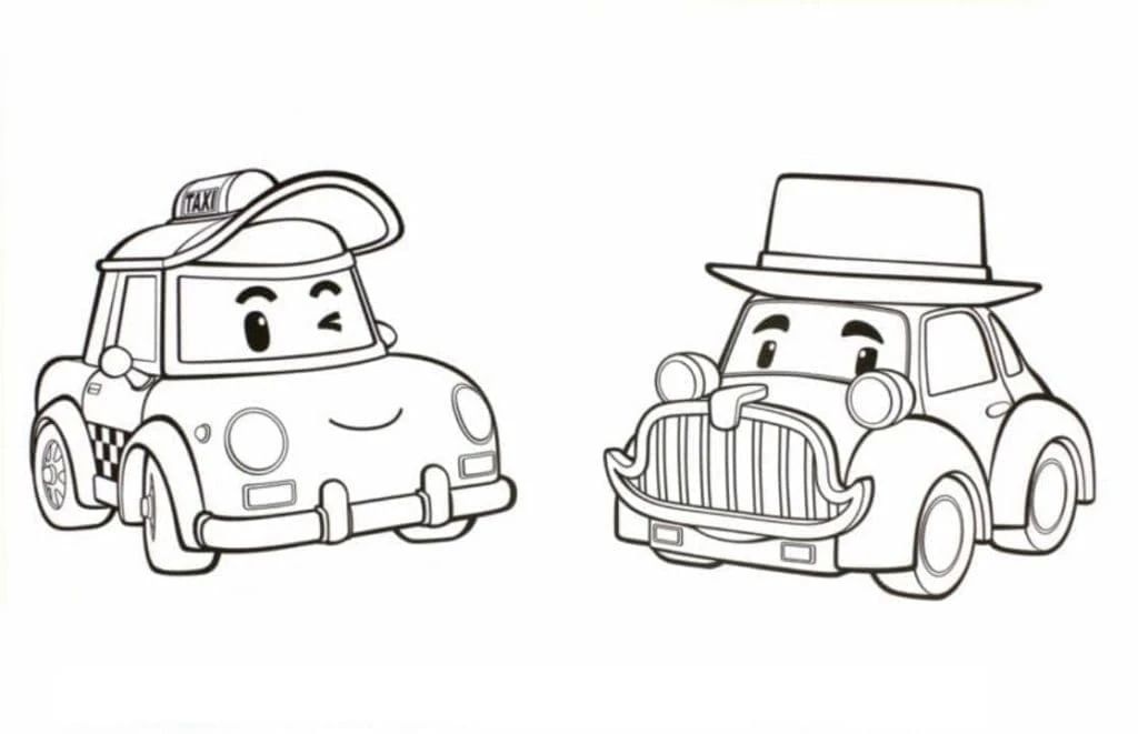 Robocar Poli boyama sayfası – sanatsal çalışma, çocuklar için