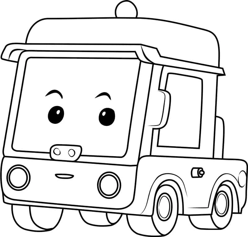 Robocar Poli boyama sayfası – çocuklar için, çizgi film temalı