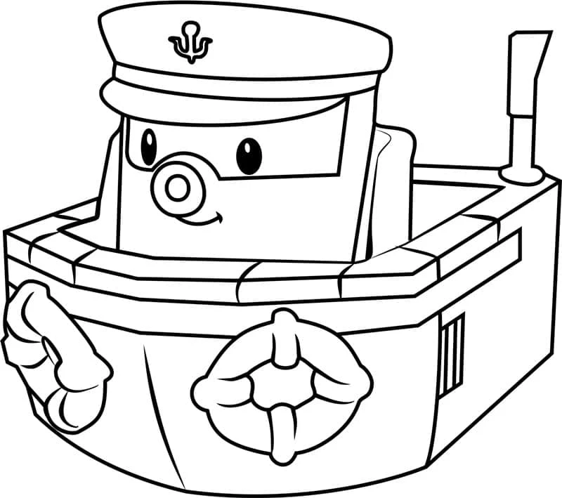 Robocar Poli boyama sayfası – sevimli karakter, sanatsal çalışma