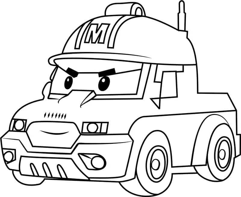 Robocar Poli boyama sayfası – evde etkinlik, ücretsiz yazdır